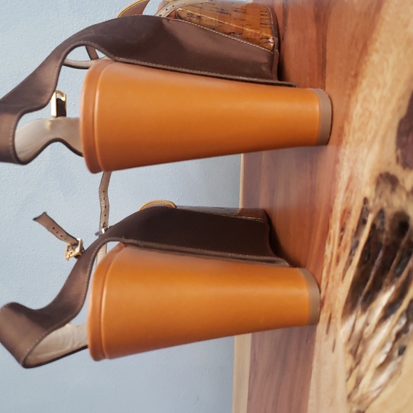 FENDI LEATHER, FABRIC CORK, PLATFORM SHOES US 8.5, 9 - Picture 8 of 16